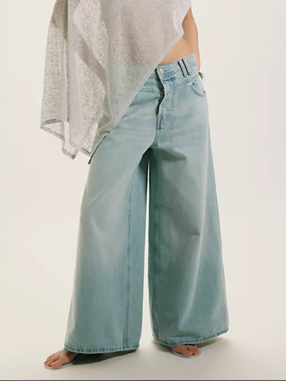 NWT Free People We The Free Give and Take Baggy Wide-Leg Jeans Blue 25
